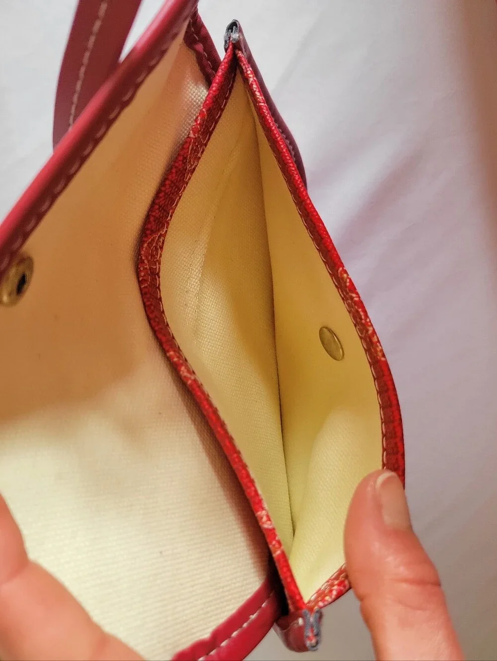 VTG Avon Red Canvas Chain Link Tote Bag & Matching Pouch Set